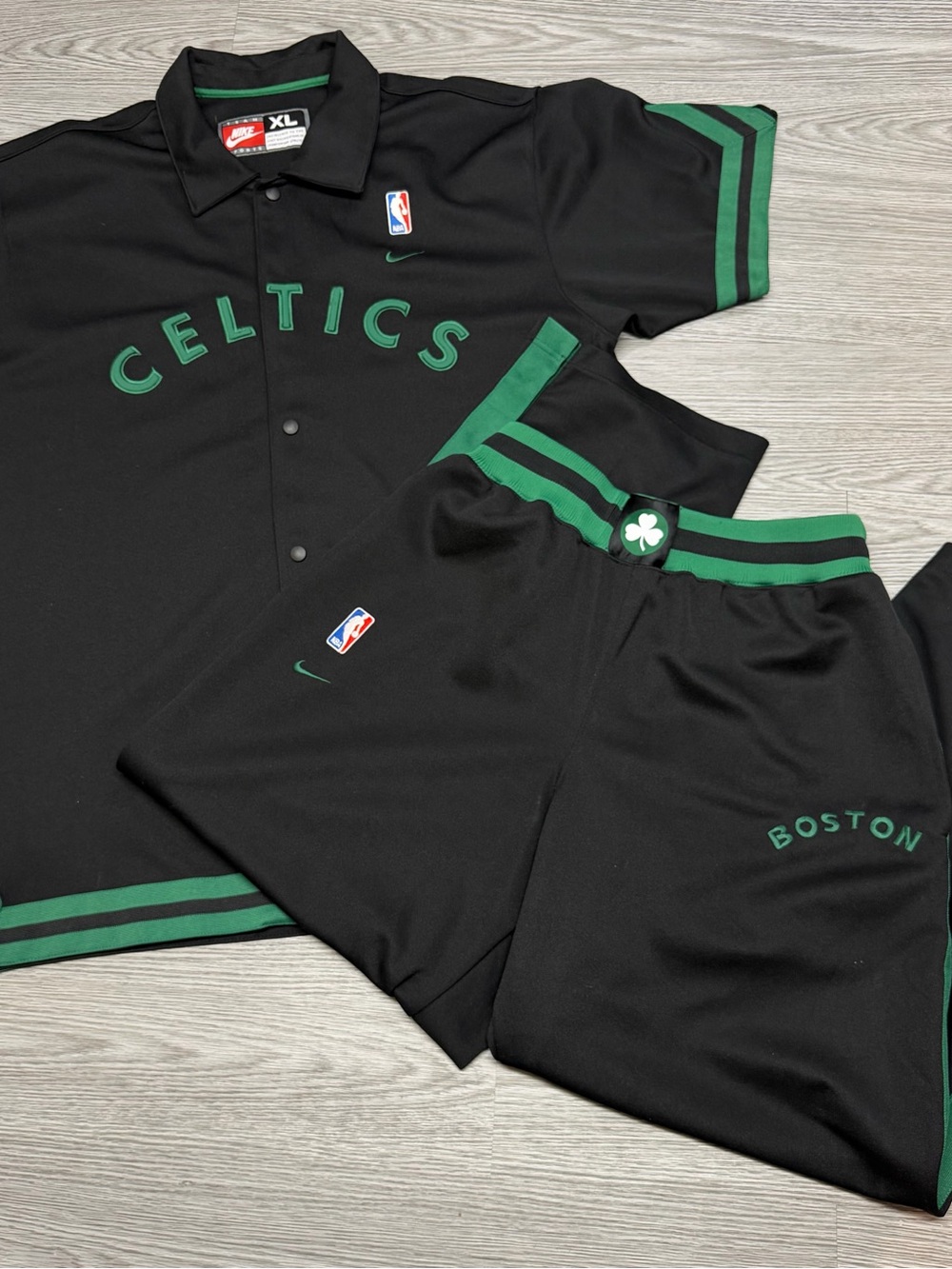 Vintage Nike Boston Celtics Warm Up Suit Mens XL Button Snap Pants Rewind 1925